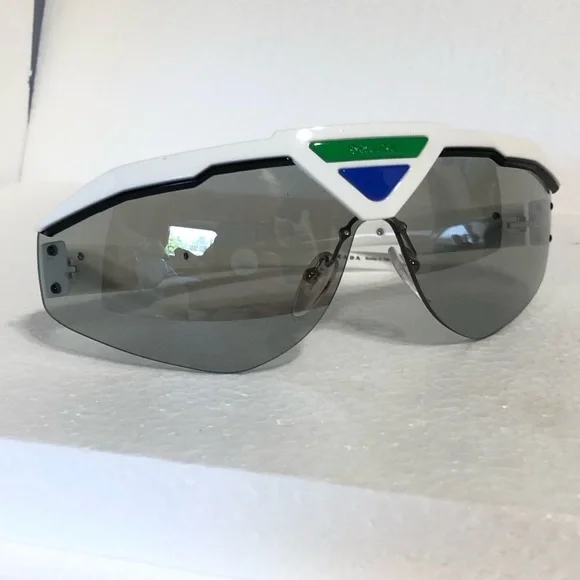 🆕 Prada white, blue & green Shield Sunglasses - Picture 12 of 16